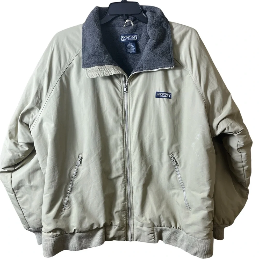 Lands' End Vintage 90s‎ Tan Squall Jacket XL  46/48 Gorpcore Fleece Lined